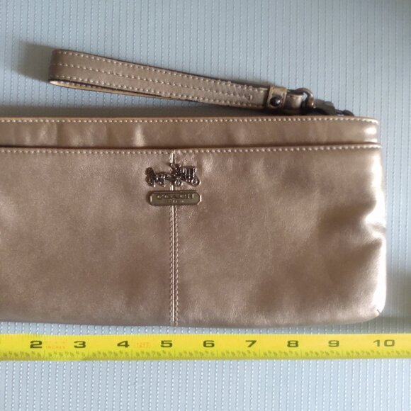 Coach Gold Metallic Leather Clutch Wristlet - Picture 10 of 11